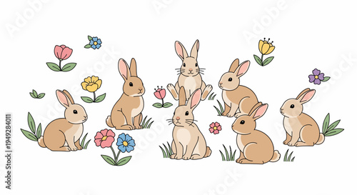 Group of cute bunnies.