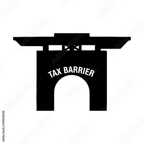 A stark, silhouetted archway structure symbolizes a major tax barrier representing financial obstruction to movement or commerce.