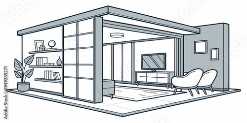 A cozy living room with a large window and a comfortable sofa