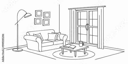 A cozy living room with a comfortable sofa and a coffee table.