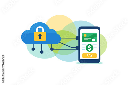 Secure cloud payment system connected to mobile phone.