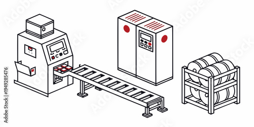 A detailed illustration of a printing and packaging production line