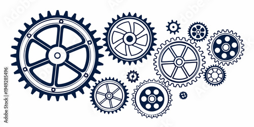 Intricate mechanical gears arranged in a complex and artistic pattern.