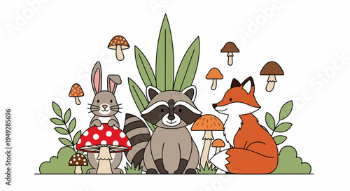 Raccoon Fox and Bunny.