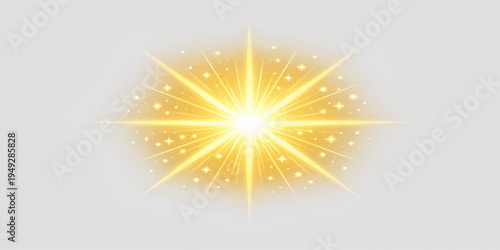 Abstract star burst background with glowing rays and bright sky