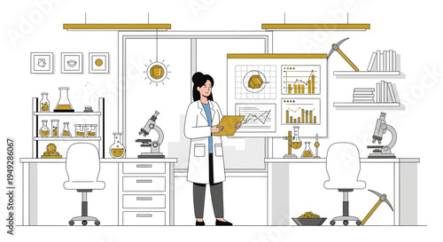 Scientist Woman Working in Laboratory Research Facility.
