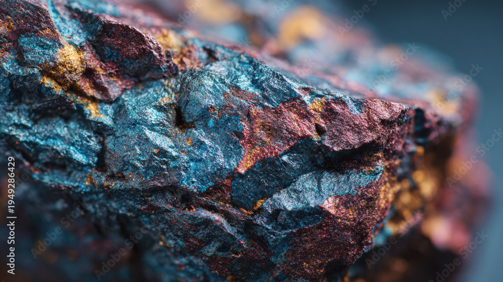 Fototapeta premium A close-up view of a colorful metallic ore
