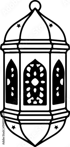 Traditional Islamic Ramadan Lantern Fanous Silhouette Vector Illustration