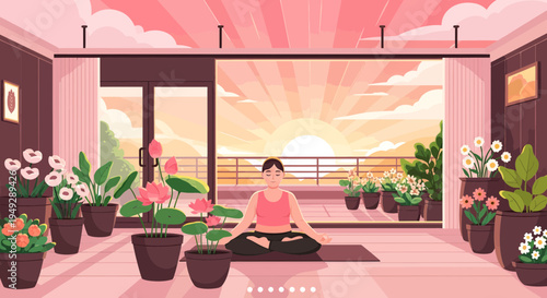 Woman meditating in a serene yoga pose.