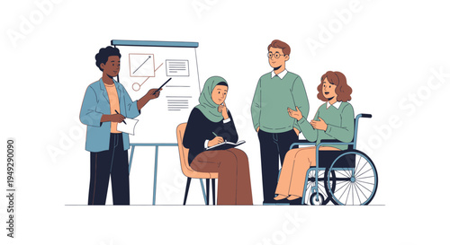 Diverse Business Team Meeting and Collaboration with Presentation