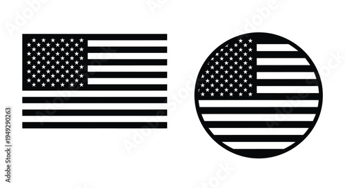 American flags represented as rectangles and circles a striking silhouette