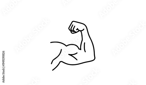Strong Arm Biceps Line Icon Bodybuilding Muscle Strength Fitness Editable Stroke Vector