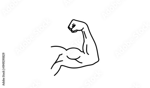 Muscle Biceps Arm Outline Icon Bodybuilding Fitness Strength Symbol Editable Stroke Vector