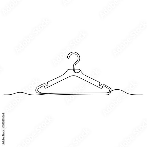 A continuous single line drawing of a simple clothing hanger ready for garments