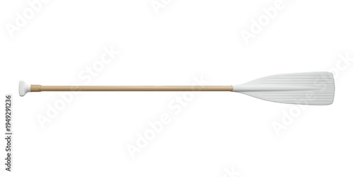 White boat oar wooden handle isolated on a transparent background