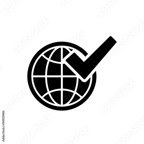 Worldwide approved internet connection and global network symbol for security and verification