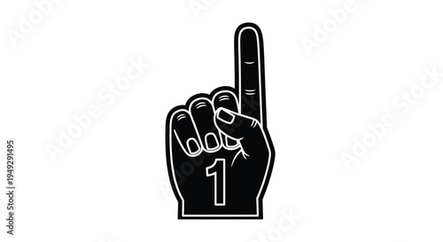 Black silhouette of a foam finger displaying number one