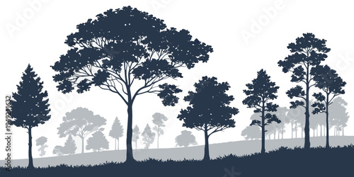 A serene landscape with a house nestled among tall trees under a starry night sky