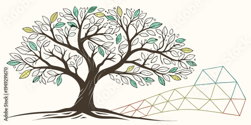 A majestic tree with vibrant green leaves and a sturdy brown trunk