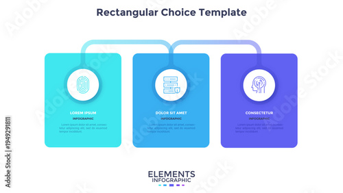 Startup project boosting research rectangular choice infographic chart design template. Business success infochart with icons. Instructional graphics with 3 options. Visual data presentation