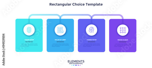 Startup project boosting research rectangular choice infographic chart design template. Business success infochart with icons. Instructional graphics with 4 options. Visual data presentation