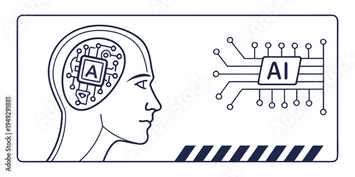 Illustration of a person with artificial intelligence integrated into their brain.