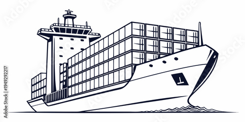 A large cargo ship loaded with numerous shipping containers sailing on the ocean