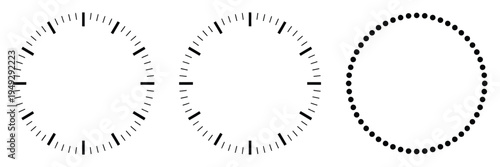 Blank clock face template featuring detailed hour ticks and minute indicators, clean analog dial layout, professional vector illustration