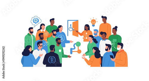 Diverse Group Collaborating on Inclusive Ideas, Innovation, and Accessibility Solutions