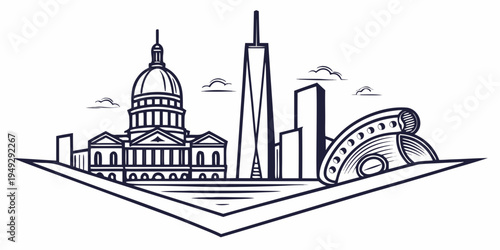 Diverse architectural landmarks from different cities around the world