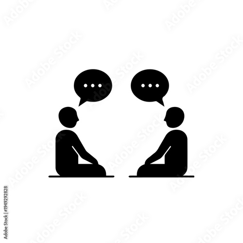 Visual representation of two individuals engaged in a seated dialogue, symbolizing effective communication and discussion
