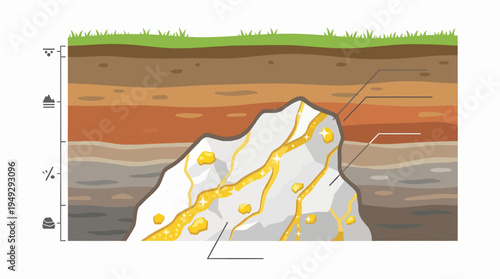 Volcanic Underground Magma Chamber Geological Cross Section