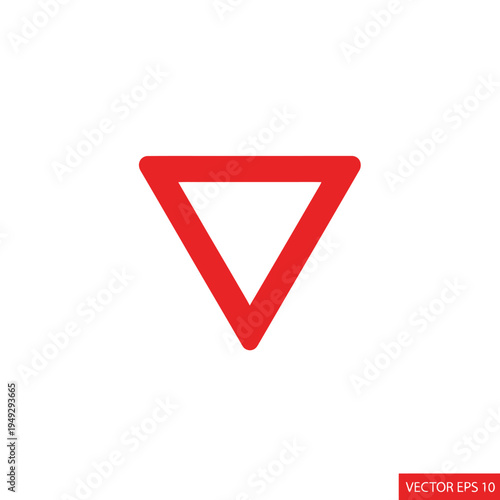 Red inverted triangle with white background, road sign symbol, yield sign