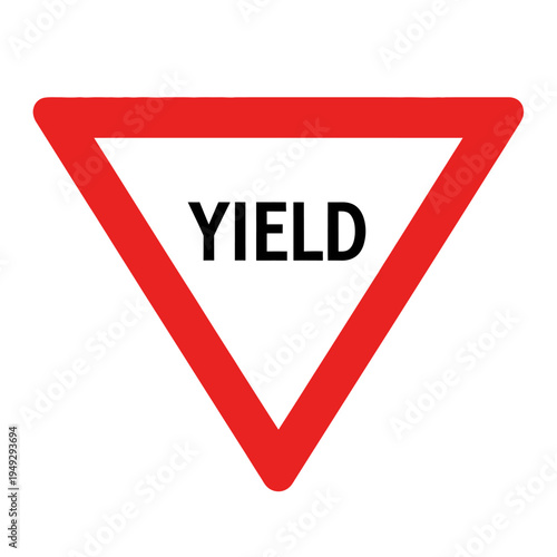 Red triangular yield sign with "YIELD" text, safety and traffic symbol