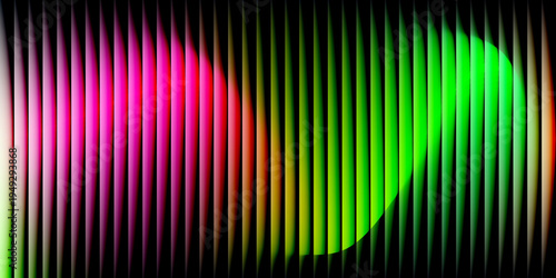 Abstract Vertical Stripes with Neon Pink and Green Gradient Shapes and Light Effects photo