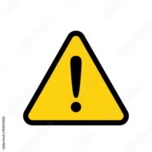 Yellow warning triangle with black exclamation mark, hazard symbol, caution sign, alert icon