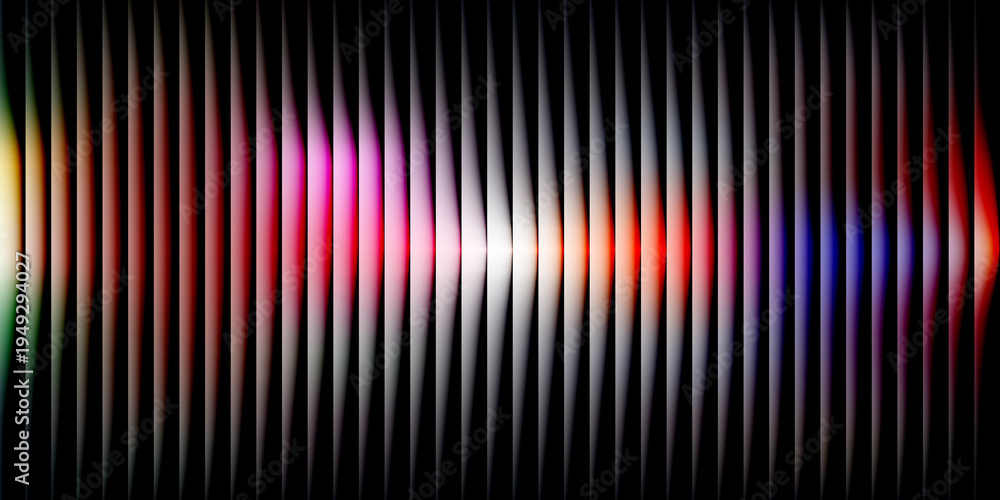 Fototapeta premium Abstract vertical lines with colorful light streaks and gradients on black background bright