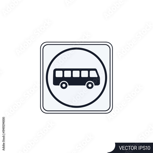 Bus Stop Icon - Black and White Vector Symbol for Public Transportation