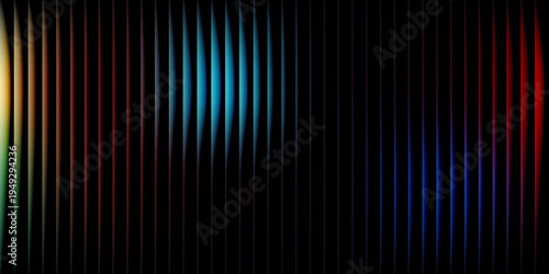 Abstract vertical lines with gradient light effects in rainbow spectrum on black background image photo