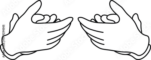 Minimal prayer hands and finger heart gesture line icons collection representing love, gratitude, hope, spirituality and positive emotions in modern outline style.