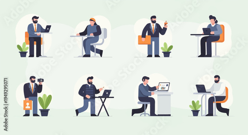 Colleagues working remotely and in office, using laptops and tablets