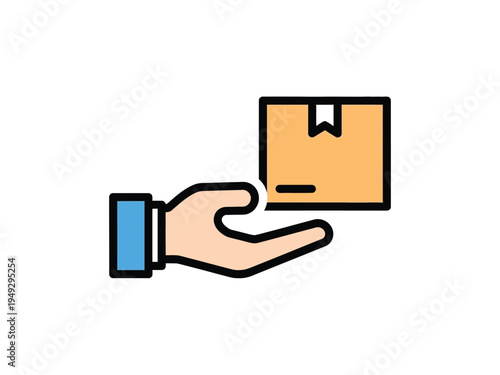 Hand holding a package for delivery service.