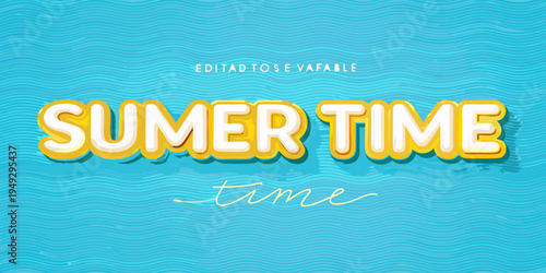 Summer time typography with a bright blue striped wave background