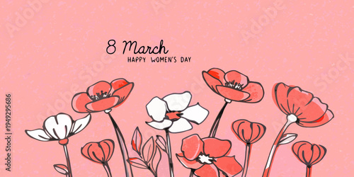 Floral illustration celebrating international women s day on march eighth