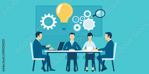 Business team meeting with a focus on innovation and problem solving