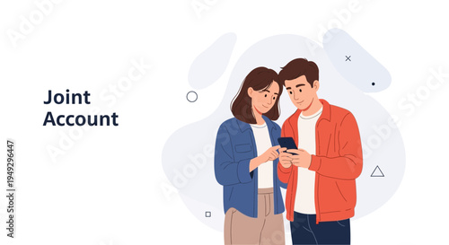 Couple Using Mobile Phone for Joint Account Management, Financial Planning Together