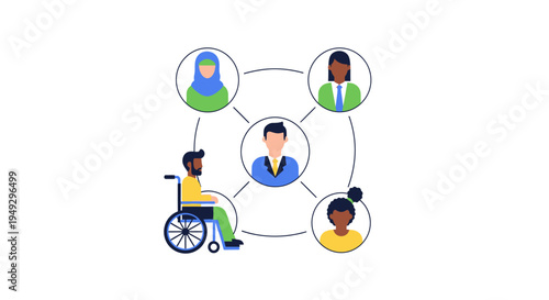 Diverse Global People Network | Inclusive Community Connection | Teamwork & Social Web Illustration