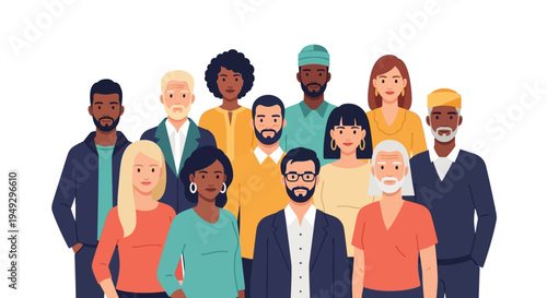 Diverse Group of Multicultural People Standing Together - Community, Team, and Inclusion Concept