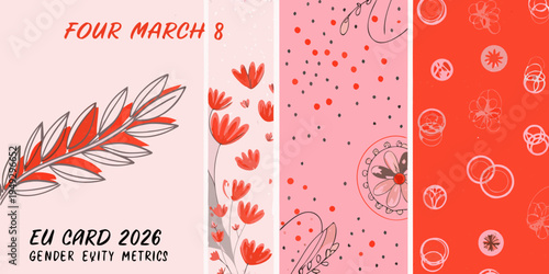 Colorful floral patterns and text celebrating international women s day