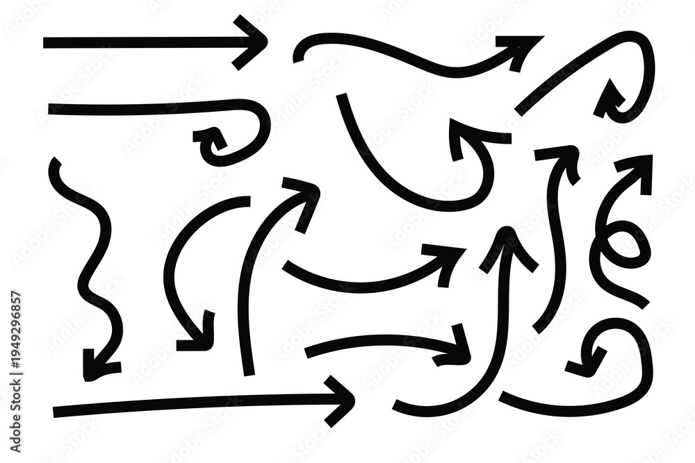 Fototapeta premium A complex network of arrows in a chaotic pattern